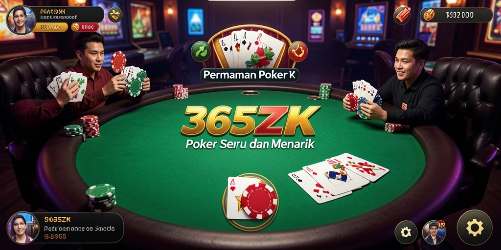 Tampilan gameplay Poker yang memukau dan interaktif.