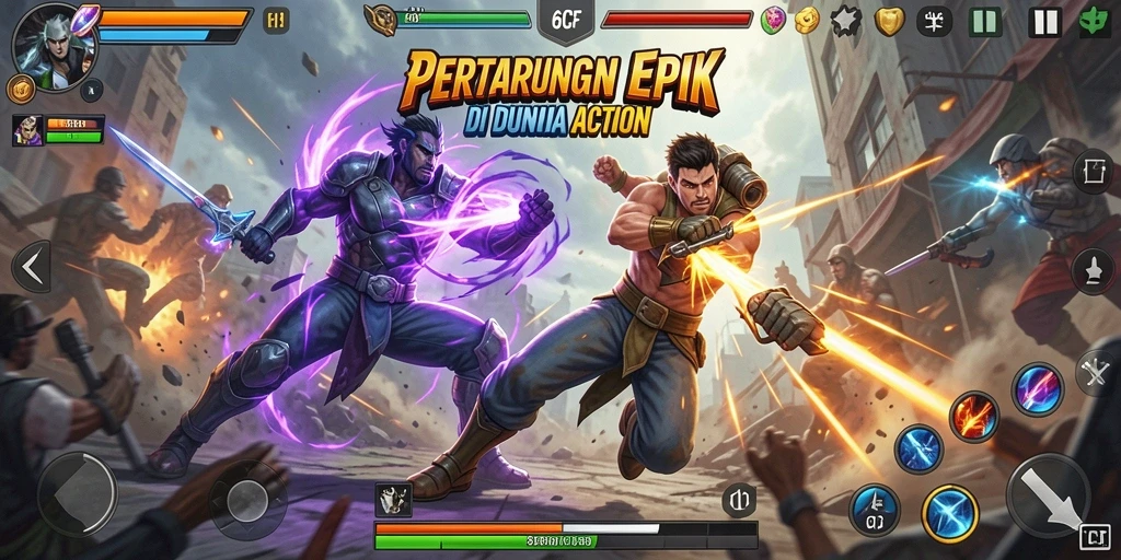 Tangkapan layar 6CF menampilkan aksi seru dalam permainan.