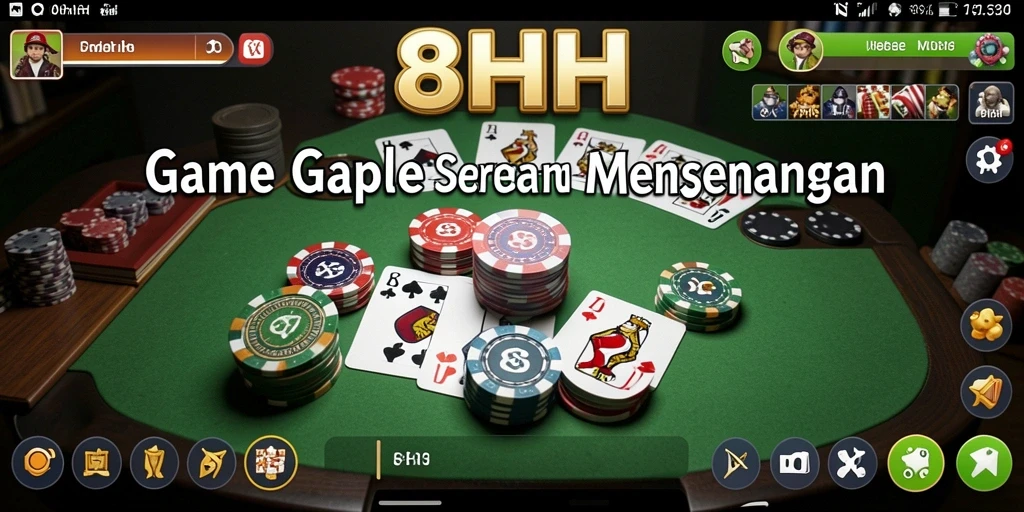 Tangkapan layar gameplay 8HHH menampilkan suasana pertandingan Gaple yang menegangkan.
