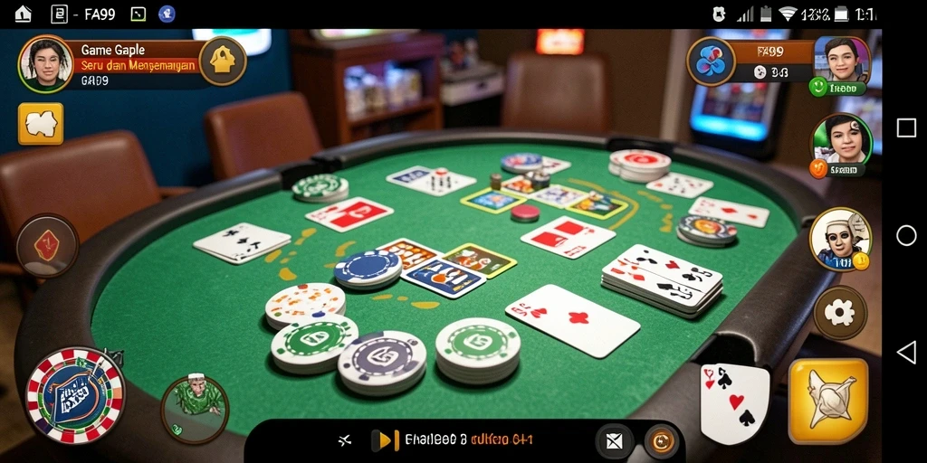 Screenshot FA99 menampilkan permainan Gaple yang seru dan interaktif.