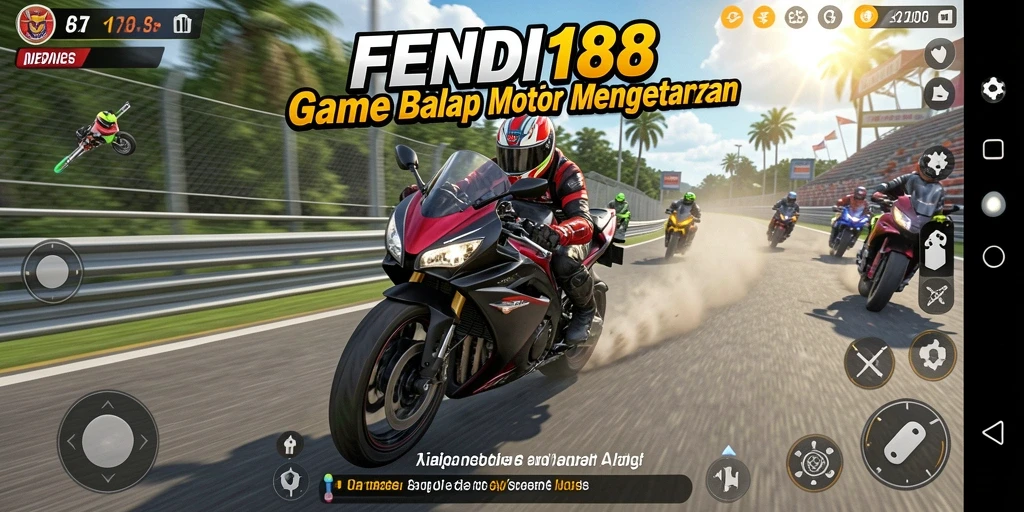 Screenshot gameplay FENDI188 menampilkan balapan motor yang seru.