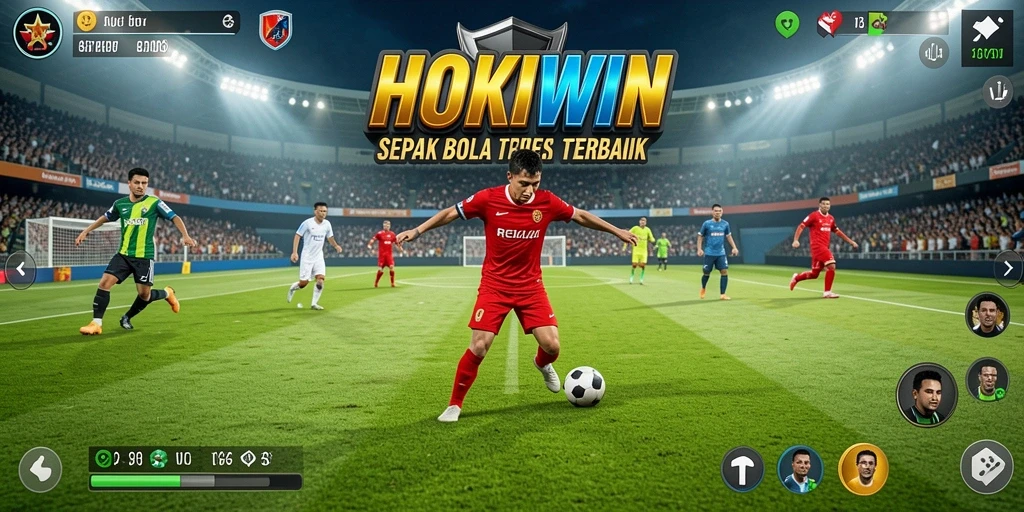 Screenshot gameplay HOKIWIN yang menampilkan pertandingan sepak bola seru.