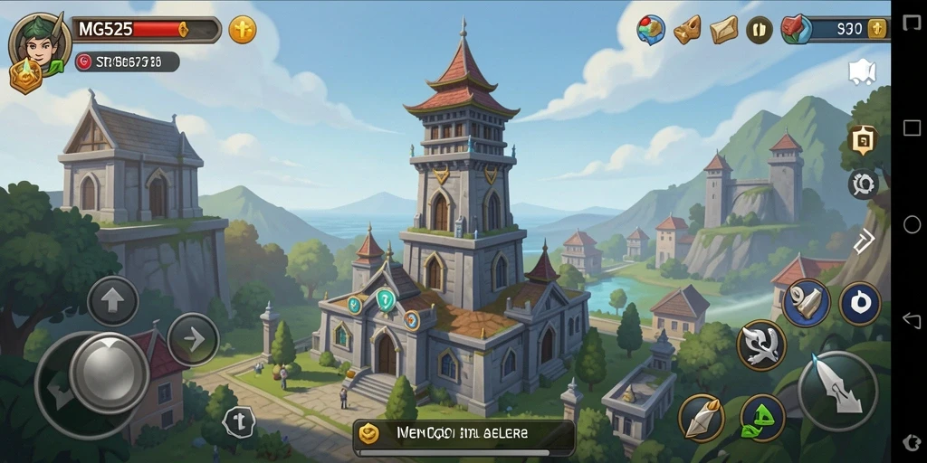 Tampilan gameplay MG525 dengan menara dan serangan musuh yang dinamis.