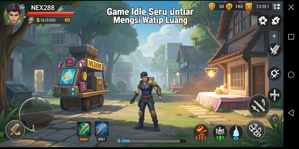 Screenshot gameplay NEX288 yang menampilkan karakter beraksi dalam mode Idle.
