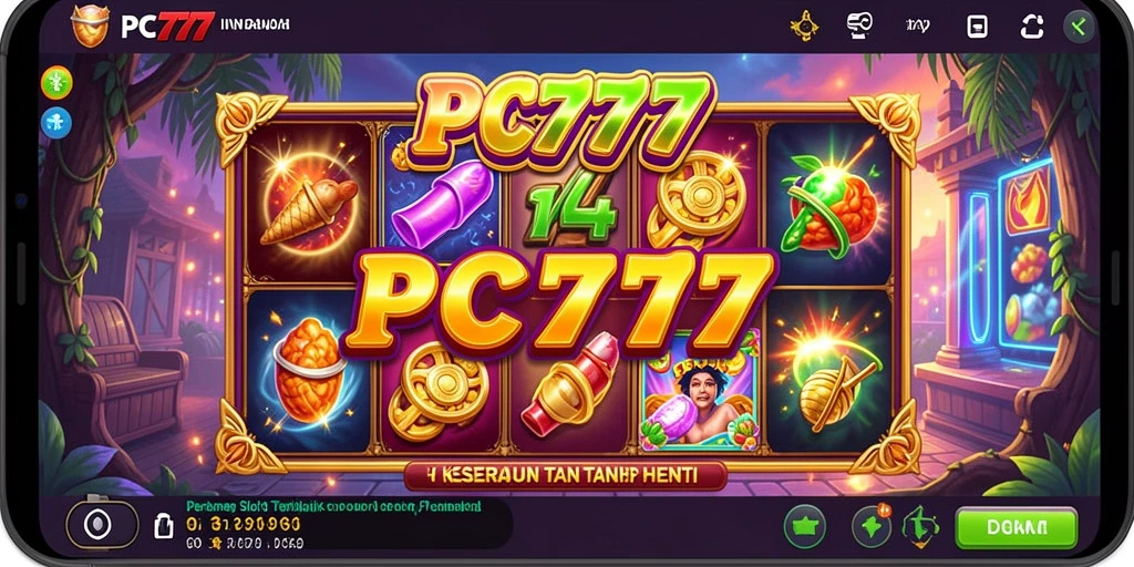 Screenshot gameplay utama PC777 menampilkan aksi slot yang seru.