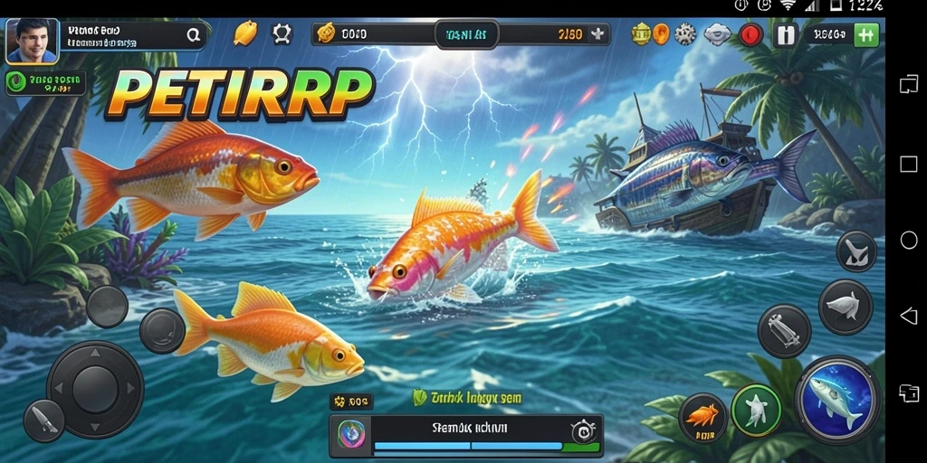 Screenshot menunjukkan aksi seru menembak ikan di PETIRRP.