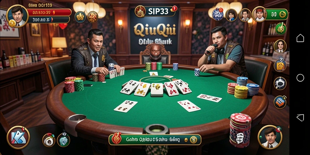 Screenshot gameplay SIP33 menampilkan keseruan permainan QiuQiu.
