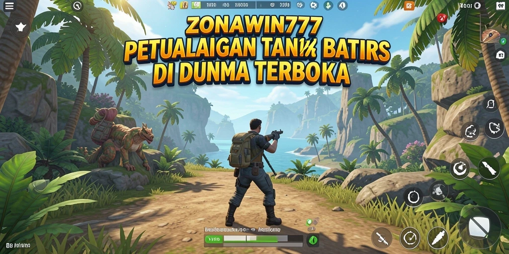 Screenshot gameplay ZONAWIN777 menunjukkan dunia terbuka yang luas dan penuh petualangan.